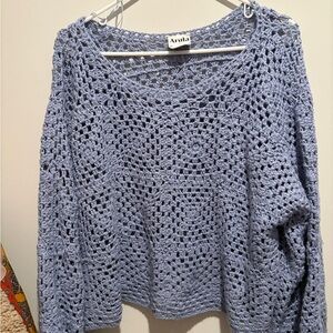 Arula Women's Blue Crochet Sweater(Altard state)